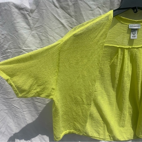 Catherines y2k 90s Neon Lime Green Sheer Cardigan Beach Vacation Pool Size 2X - Picture 4 of 6